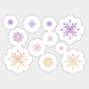 Pastel Ombre Faux Glitter Snowflakes Sticker